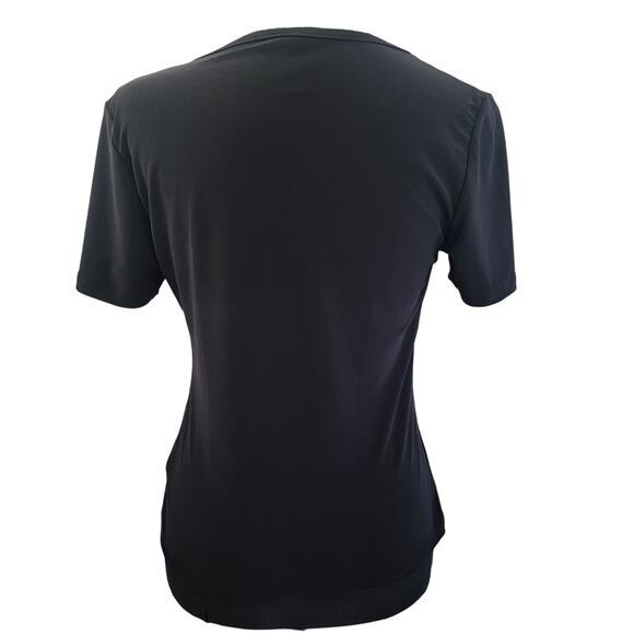 Susan Lawrence V-Neck Black Knit Top Shirt‎ Sz PM Petite Medium Short Sleeve - Picture 2 of 9